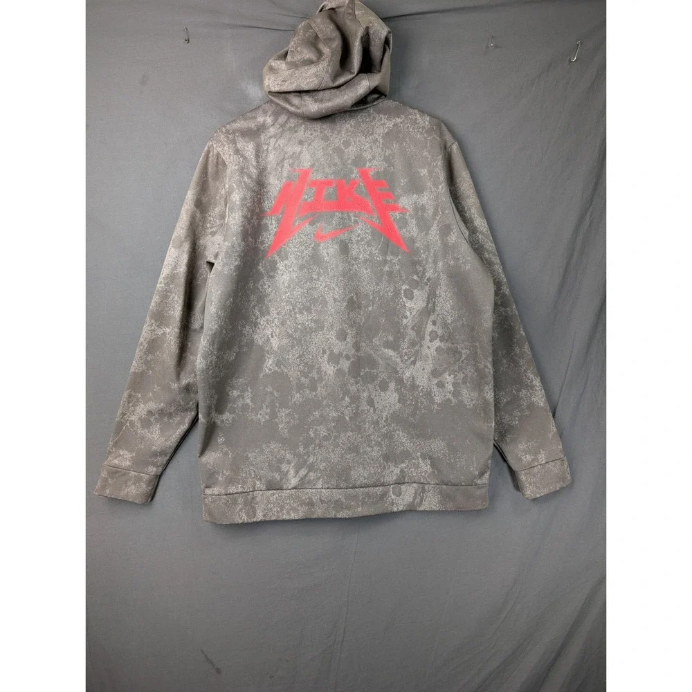 Nike Mens Therma-FIT Full Zip Hoodie Grey Red Graphic DD1974-289 Size L